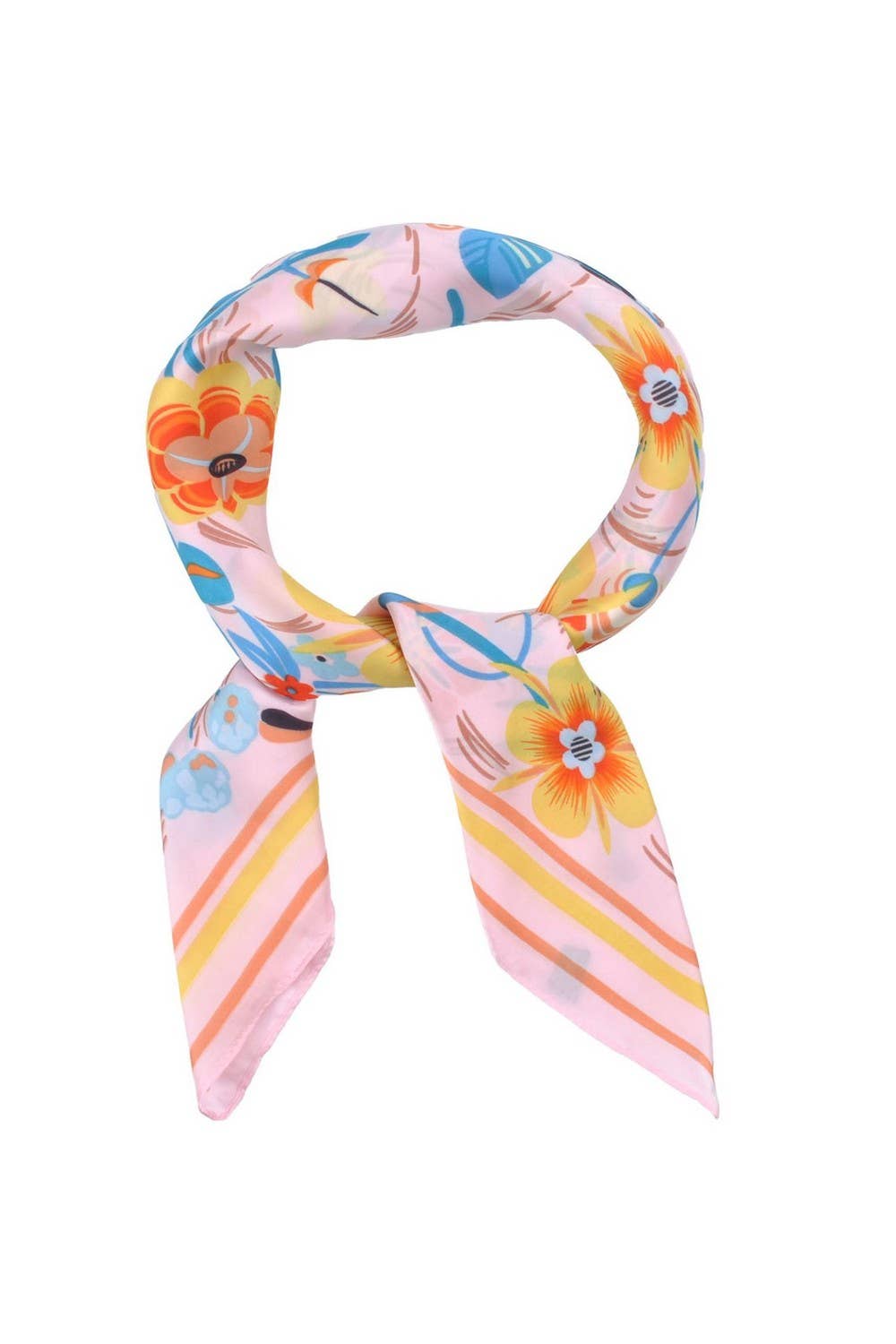 Collections by Fame Accessories - Multi Flower Pattern Square Scarf: BE