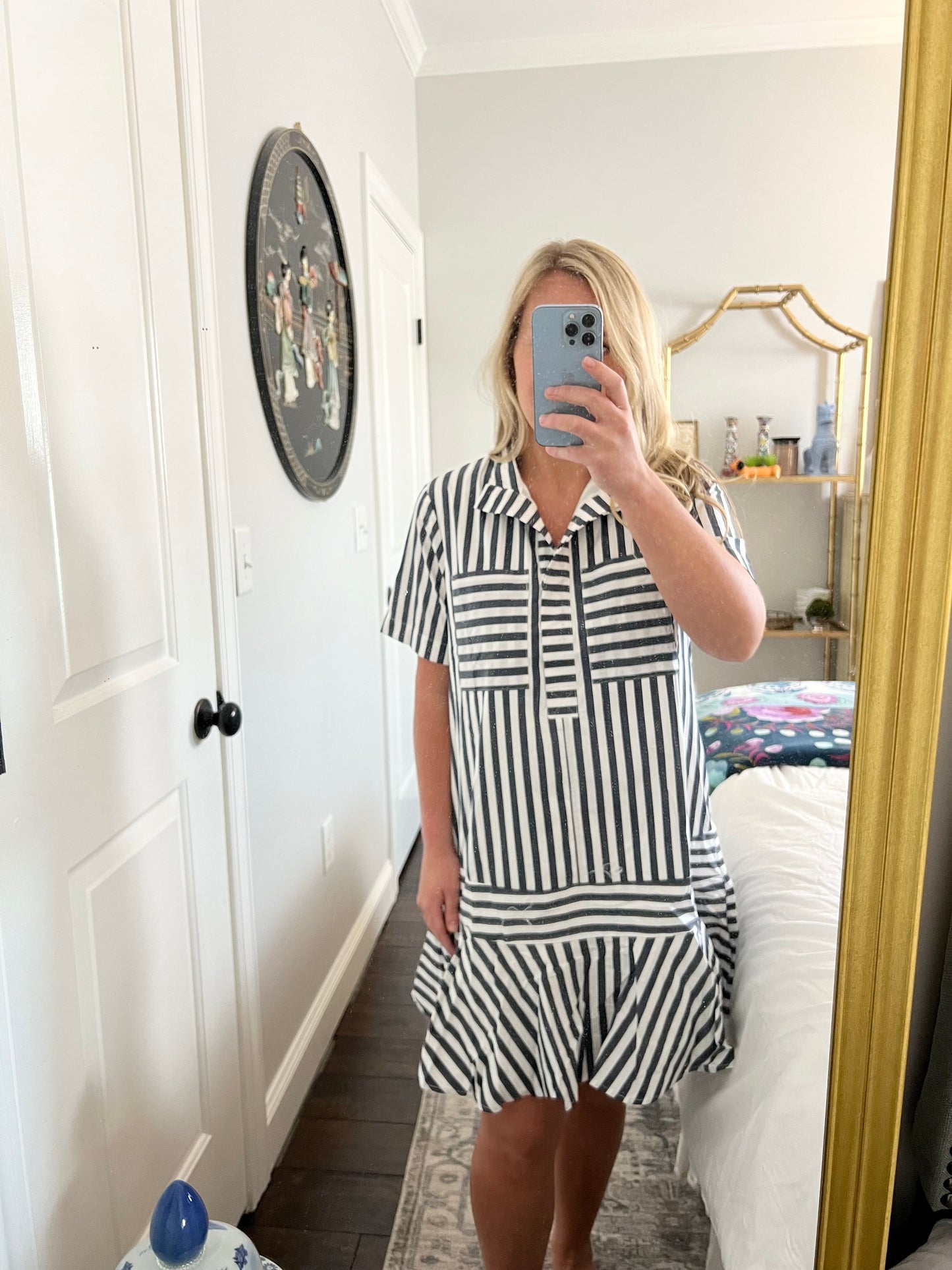 Navy Striped Dress