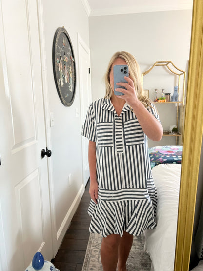 Navy Striped Dress