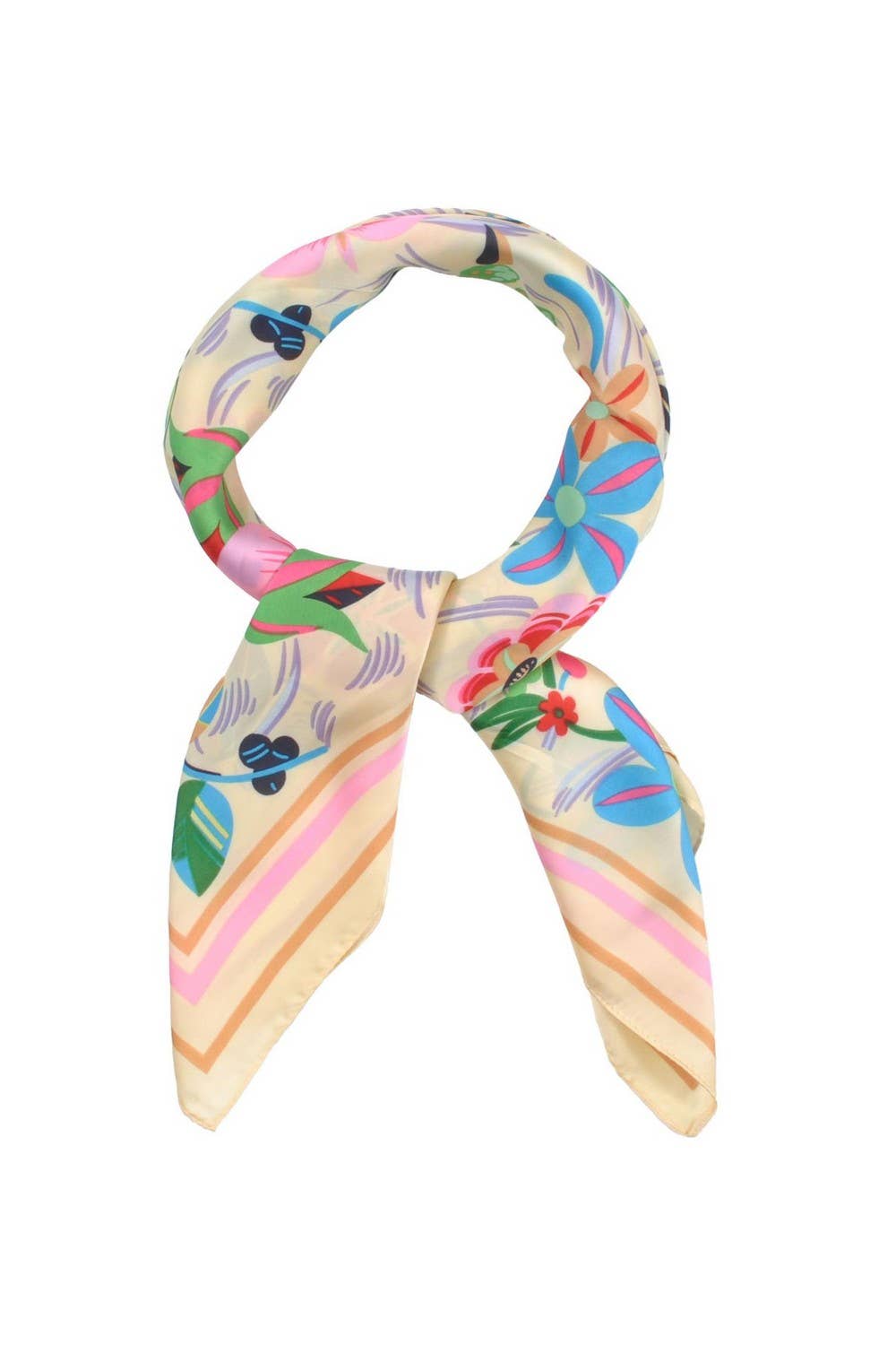 Collections by Fame Accessories - Multi Flower Pattern Square Scarf: BE