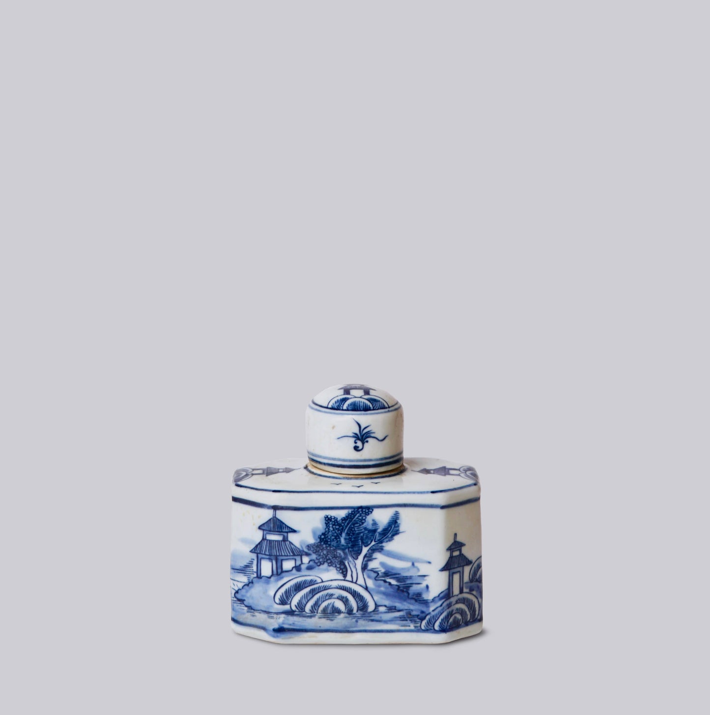 Blue and White Porcelain Landscape Caddy