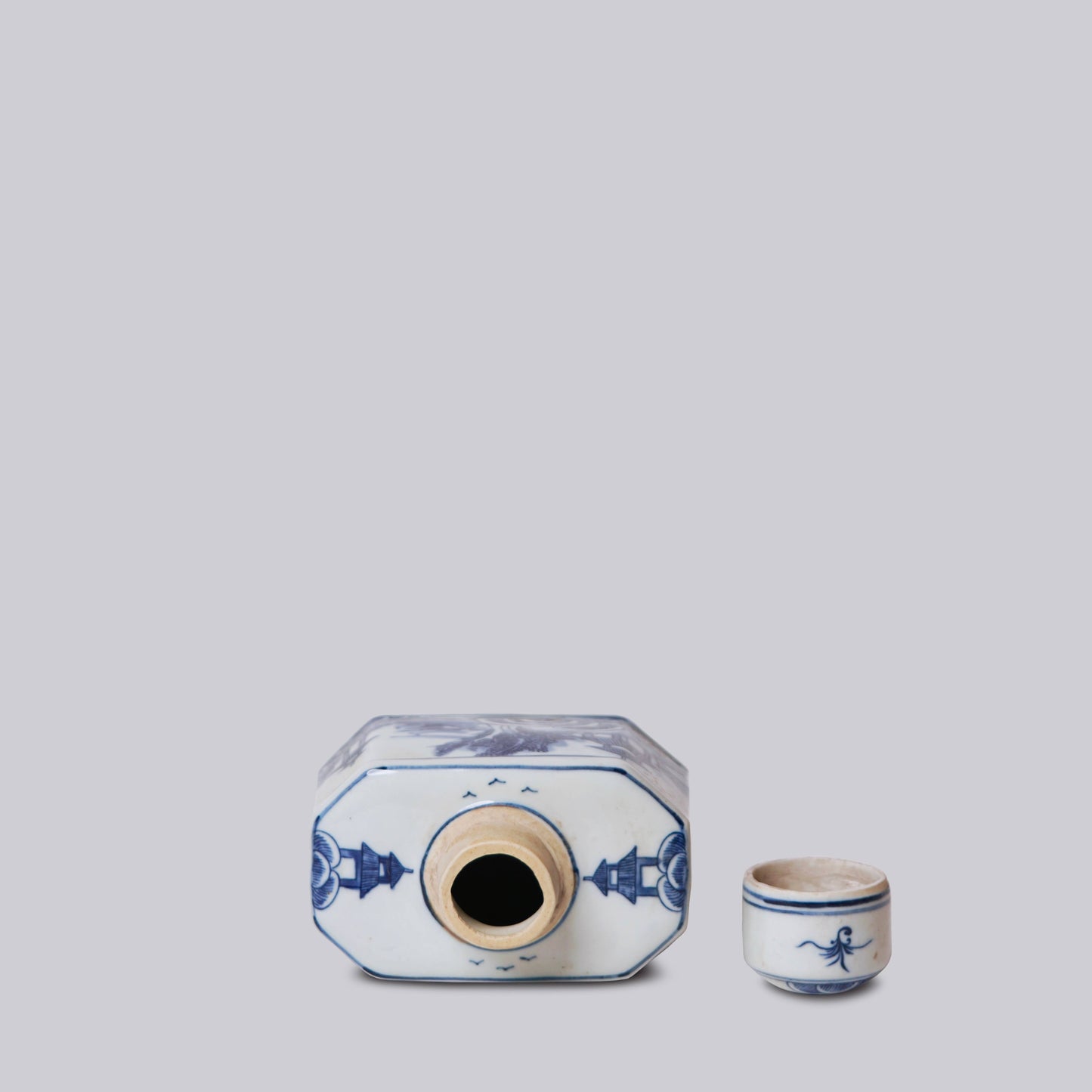 Blue and White Porcelain Landscape Caddy