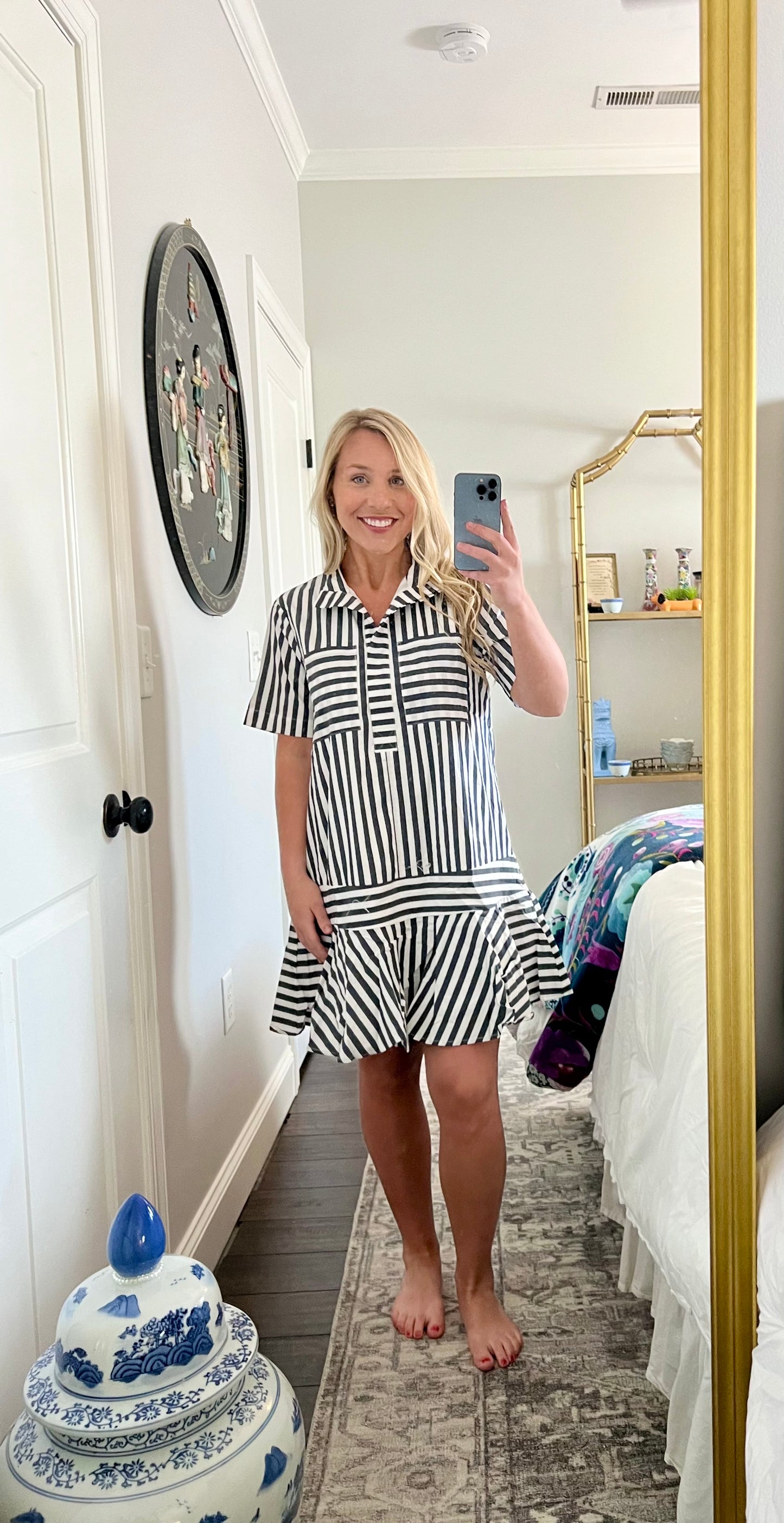 Navy Striped Dress
