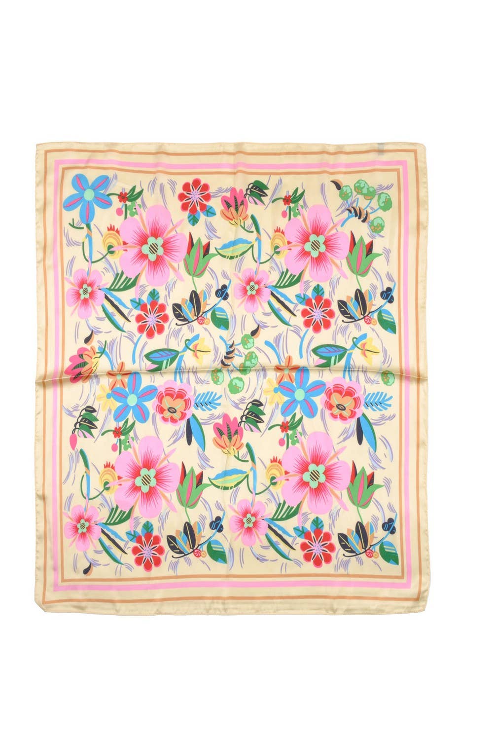 Collections by Fame Accessories - Multi Flower Pattern Square Scarf: BE