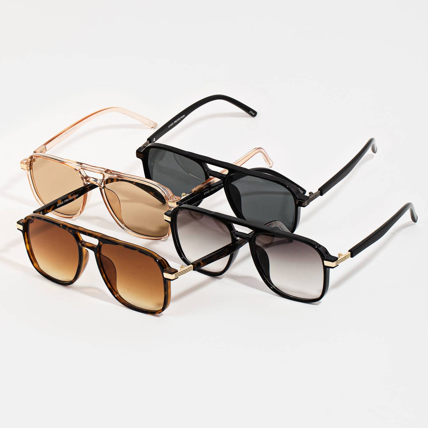 Collections by Fame Accessories - Acetate Double Bridge Aviator Sunglasses: ASSORTED