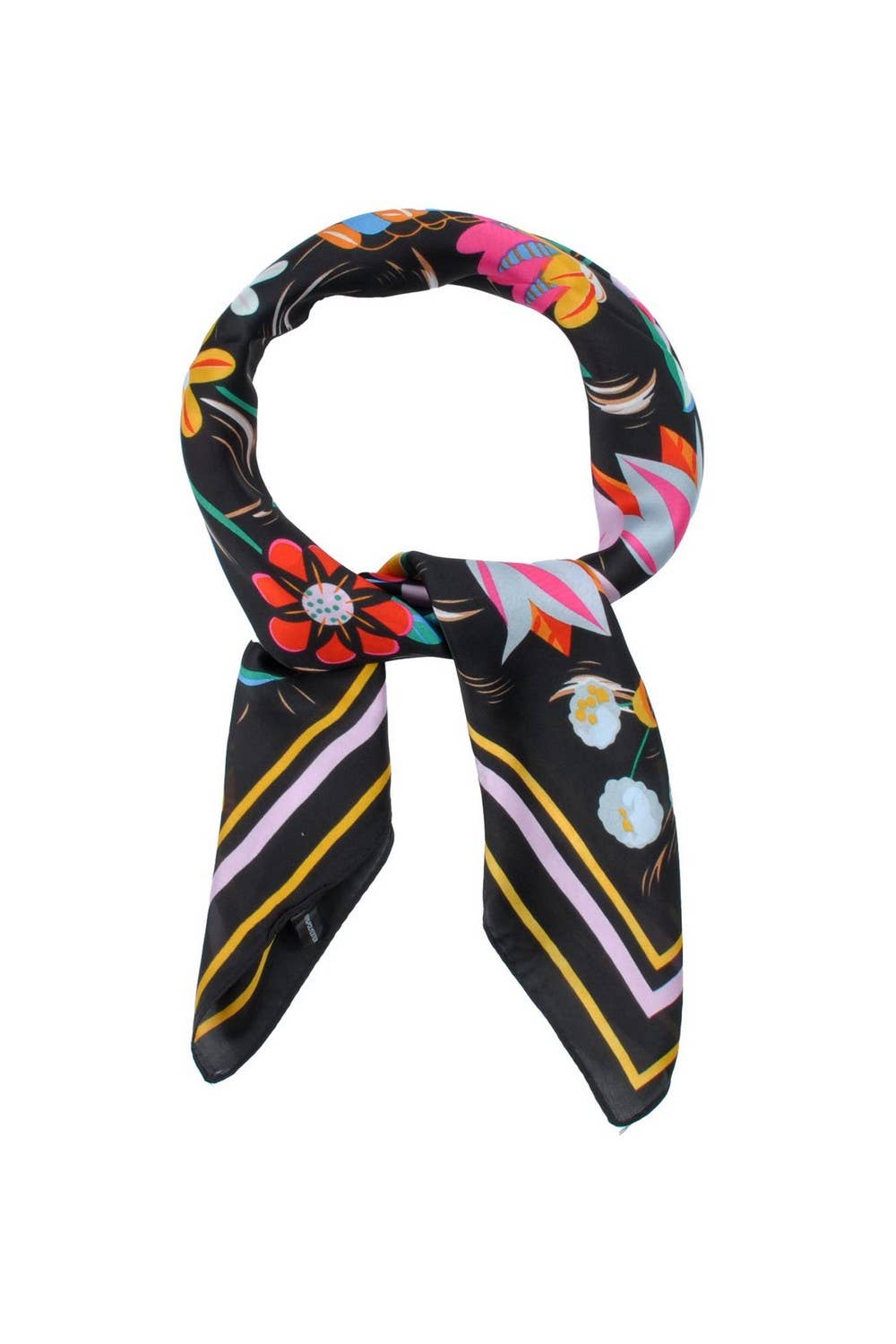 Collections by Fame Accessories - Multi Flower Pattern Square Scarf: BE