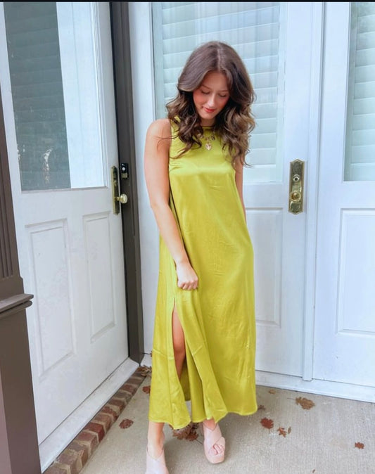 Satin Flowy Maxi Tank Dress