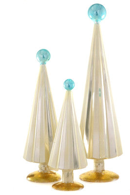 Set of 3 White Glass Trees