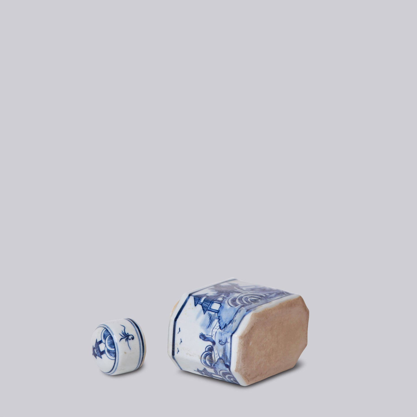 Blue and White Porcelain Landscape Caddy