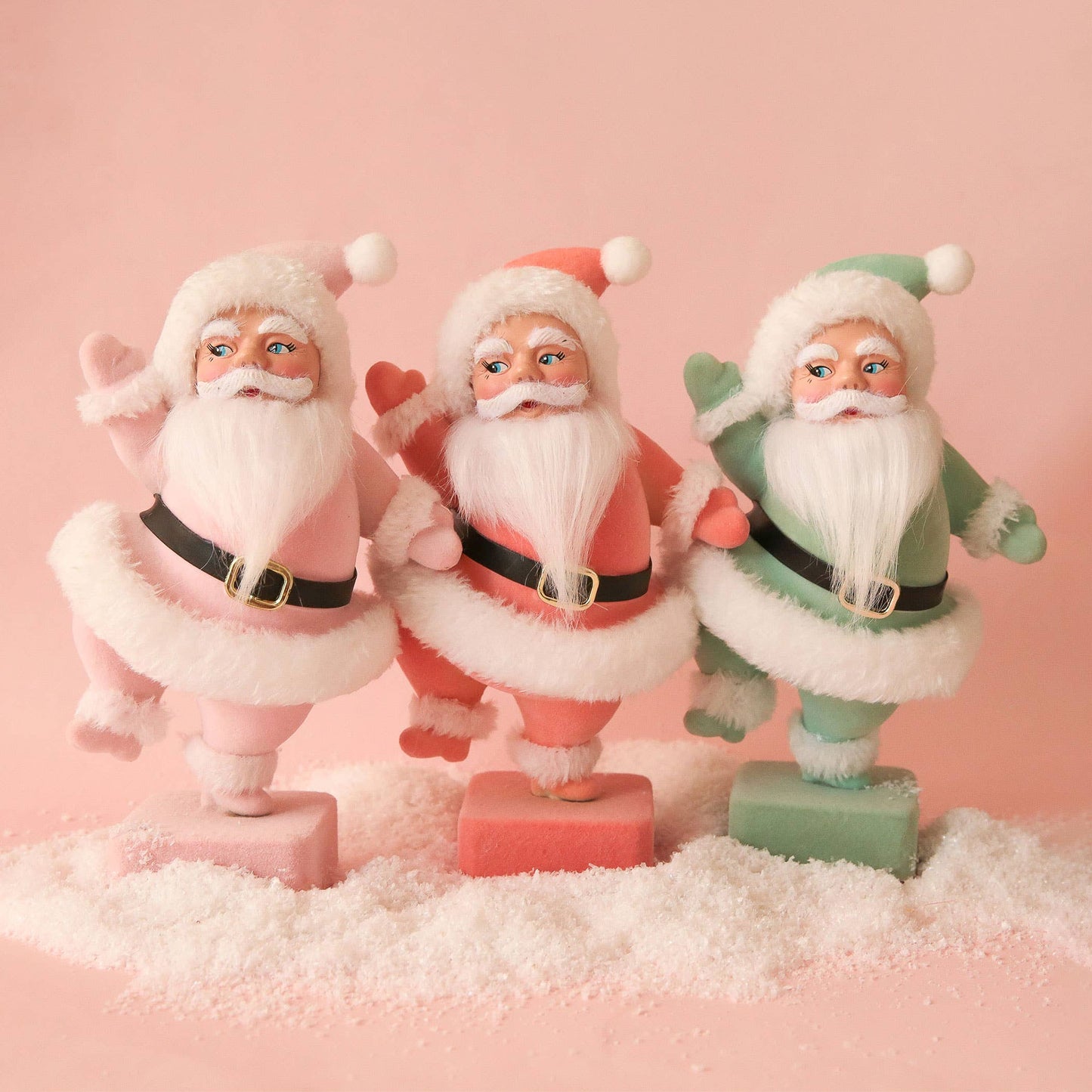 Dancing Flocked Dancing Santa | Pink