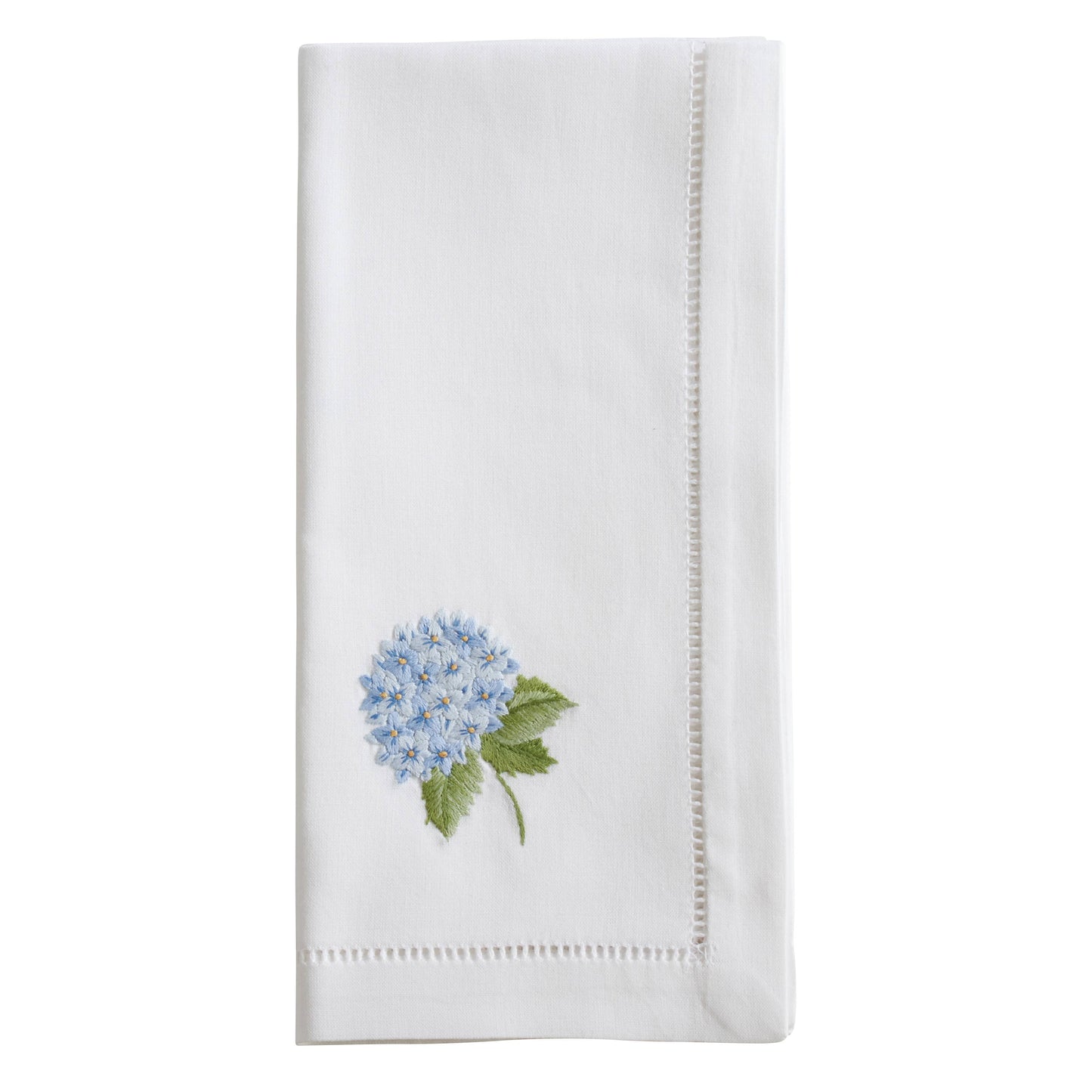 Saro Lifestyle - Embr'd Blue Hydrangea Hemstitch Napkin: 20" / White