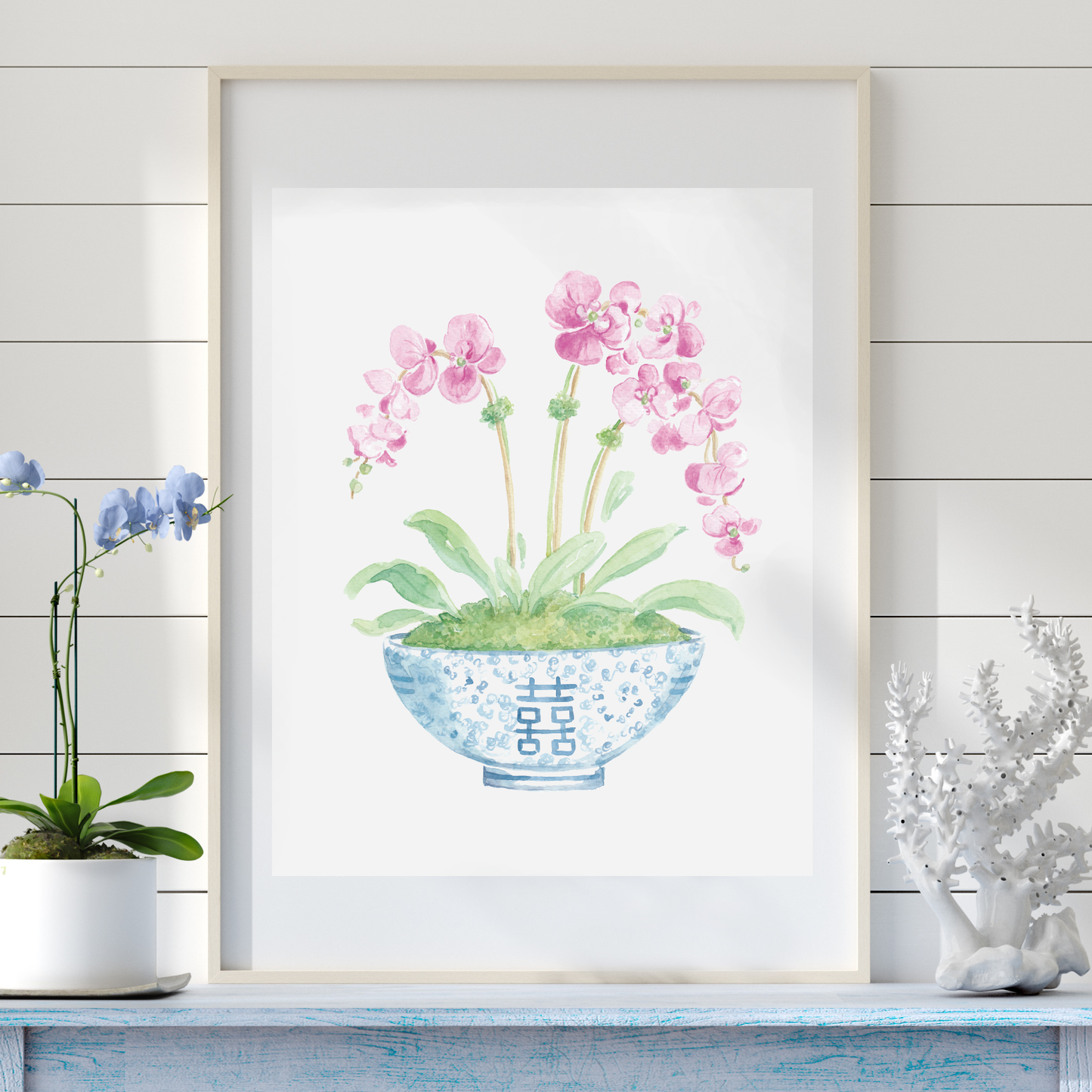 Simply Jessica Marie - Ginger Jar with Orchids Watercolor Art Print