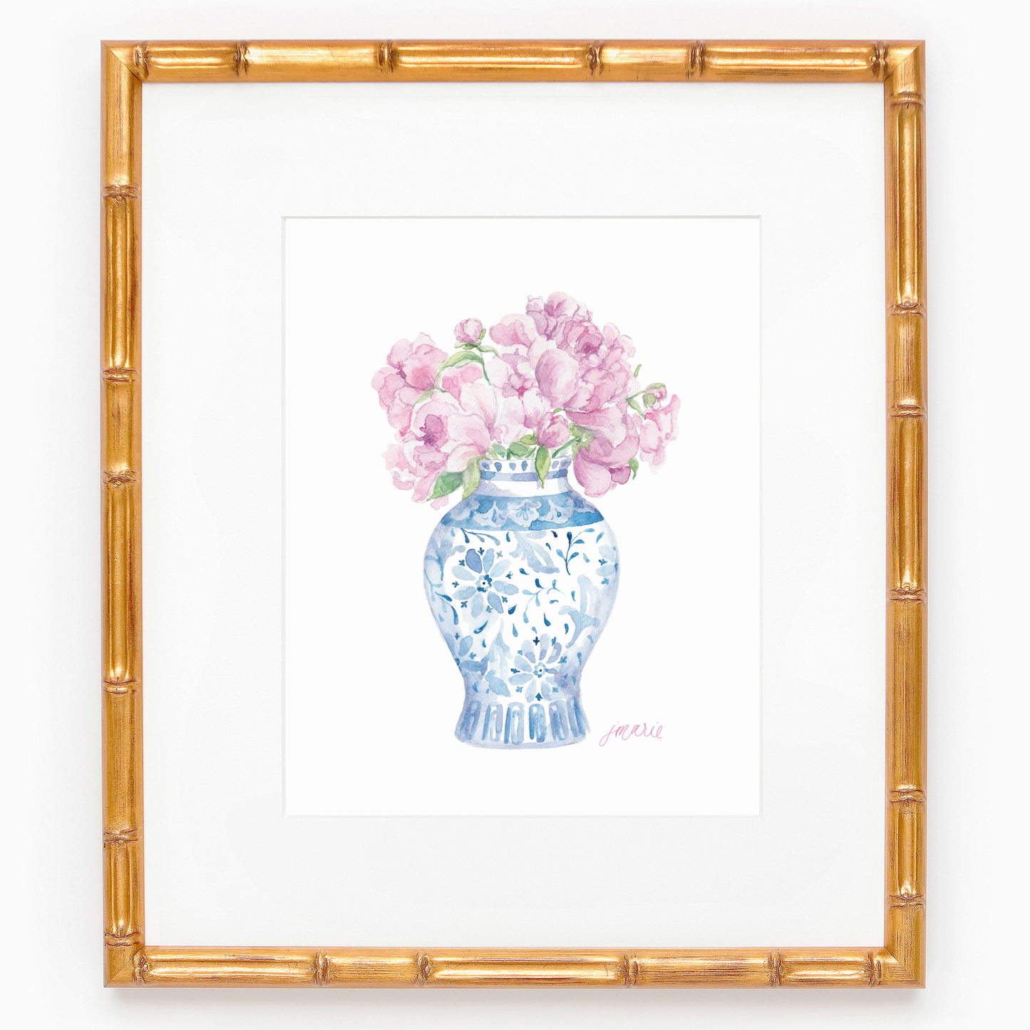 Simply Jessica Marie - Ginger Jar with Peonies Watercolor Art Print