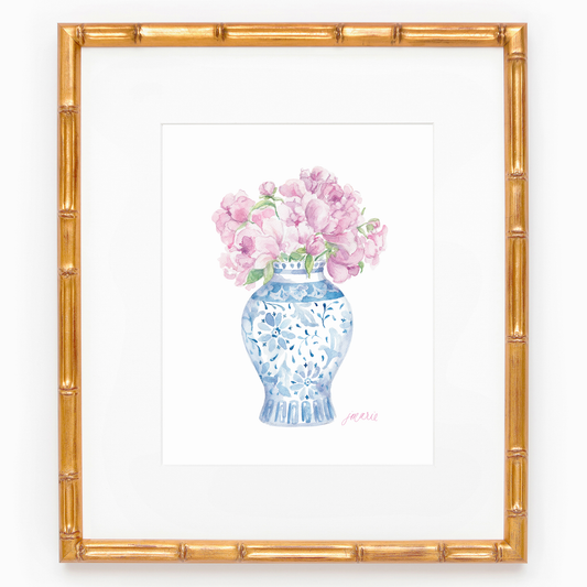 Simply Jessica Marie - Ginger Jar with Peonies Watercolor Art Print