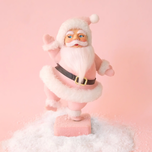 Dancing Flocked Dancing Santa | Pink