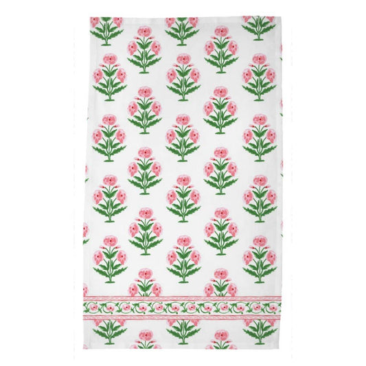 Taylor Beach Design - Mughal Blooms Poly Twill Tea Towel, Pink